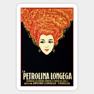 PETROLINA LONGEGA by L Buttin 1920 Shampoo Advertisement Vintage Italian Sticker